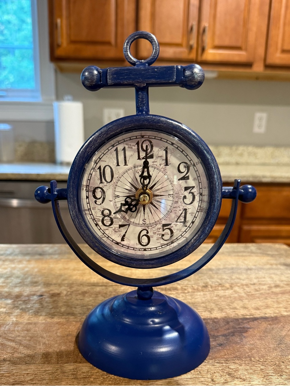 Nautical Maritime Style Blue Decorative Mantle/Table Clock for Decor